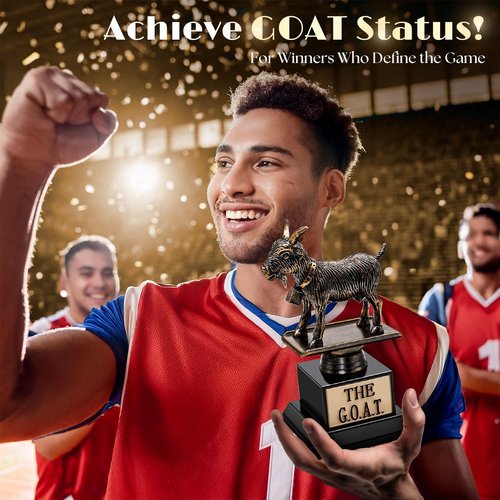Flexzion The Goat Trophy Award - Greatest of All Time Funny Trophy for Adults, Engraved Plate with Statue, Unique Recognition Gift Plaque for Fantasy Sports, Employee, Teacher, Boss, Friend, & More