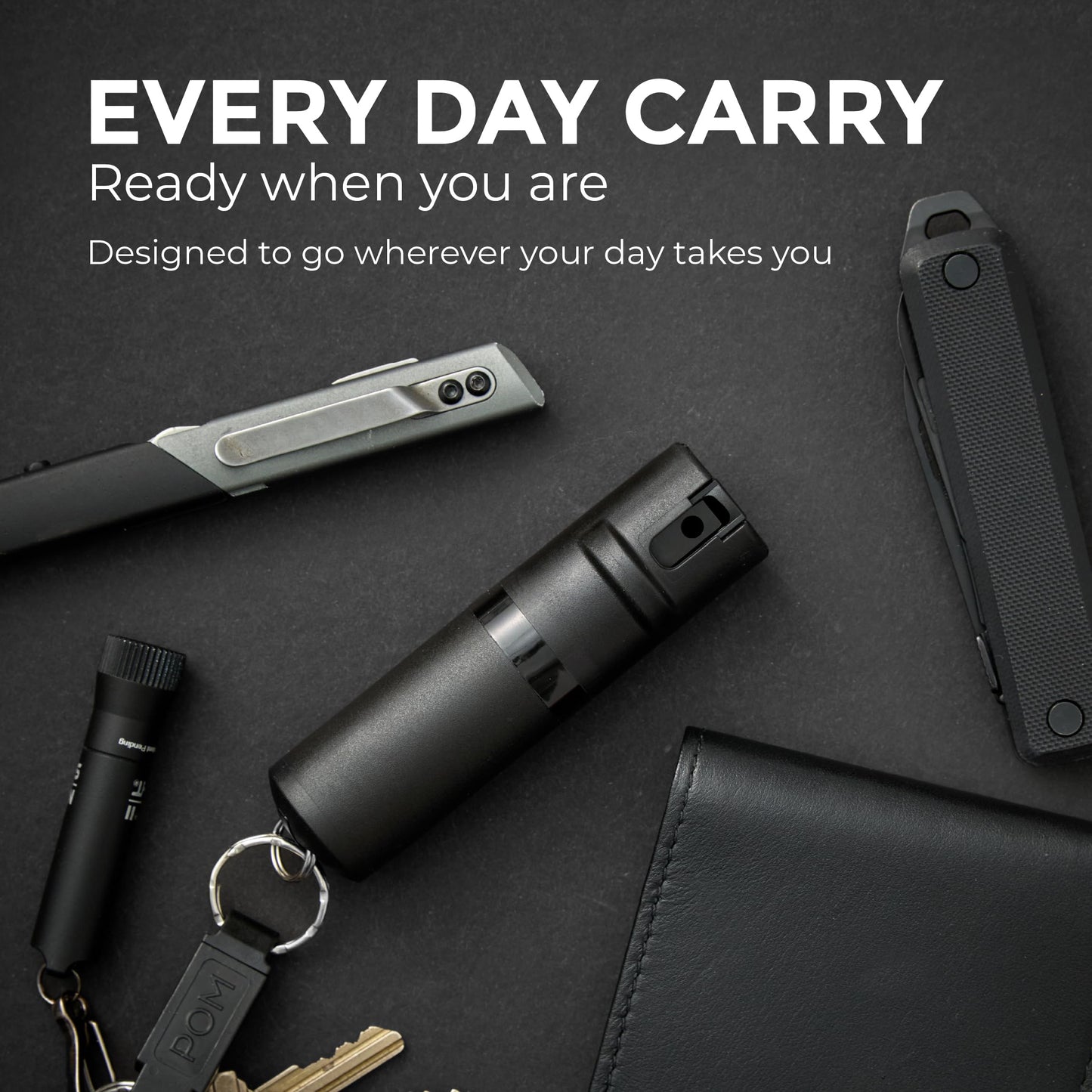 POM Premium Pepper Spray Keychain, Quick Release Access Flip Top Safety, Police Grade OC Formula with UV Marking Dye, 25 Precision Bursts, 10 Foot Effective Range, Made in USA