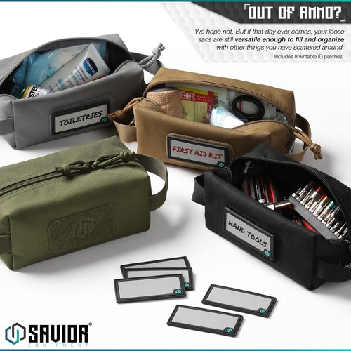 Savior Equipment Loose Sacs Mini 4-Pack Tactical Ammo Pouch Firearm Ammunition Carrier Bag, ID Patches Included, Black