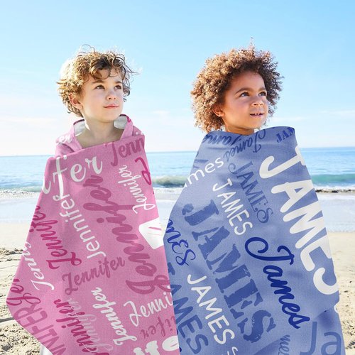 Personalized Kids Beach Towels Custom Sand Free Microfiber Beach Towel with Names & Monogram Customized Quick Dry Pool Towels for Girls Boys Standard Size