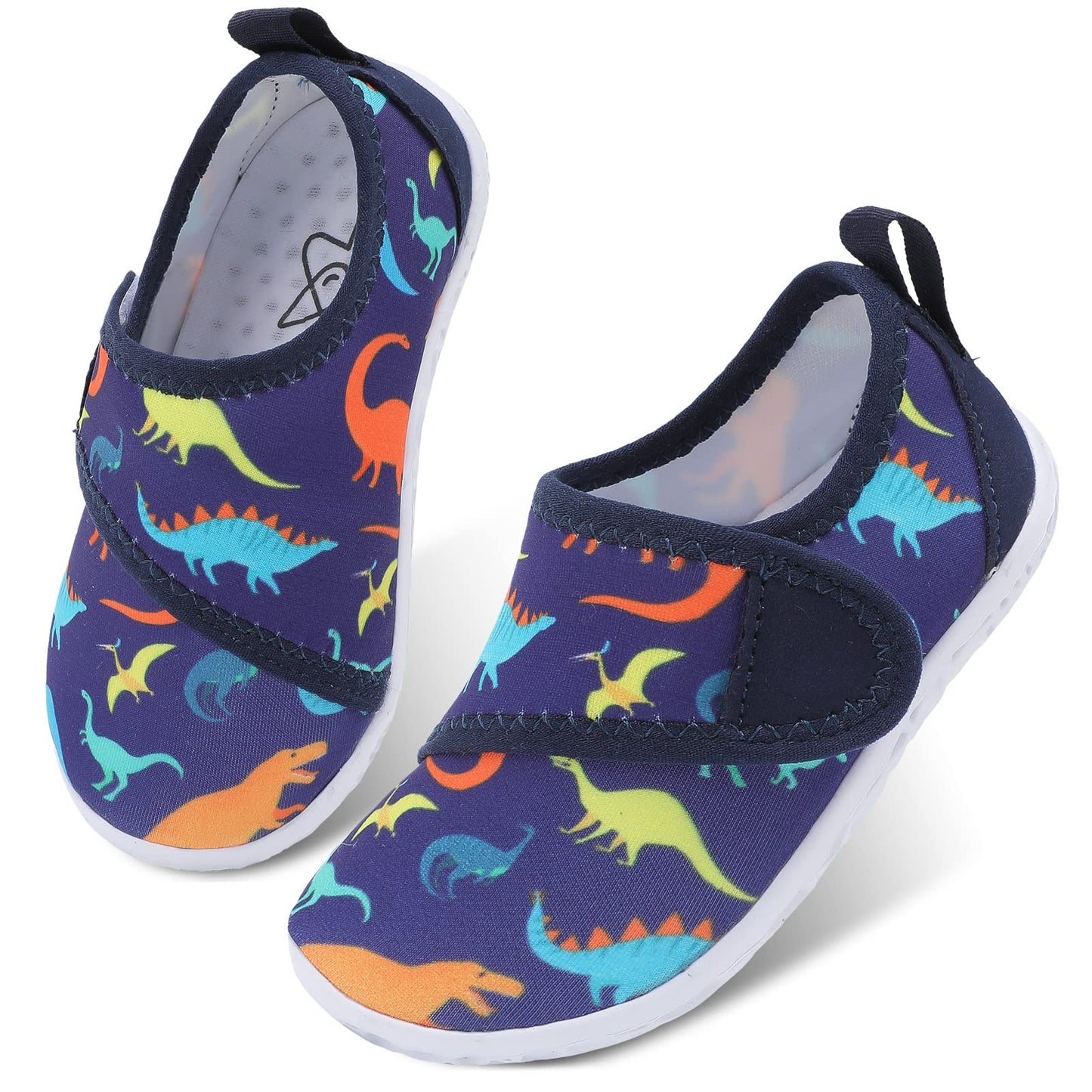 LeIsfIt Toddler Water Shoes Boys Girls Barefoot Aqua Socks Kids Breathable Quick-Dry Swim Shoes for Beach Pool Surf, Blue Dinosaur, 5 Toddler