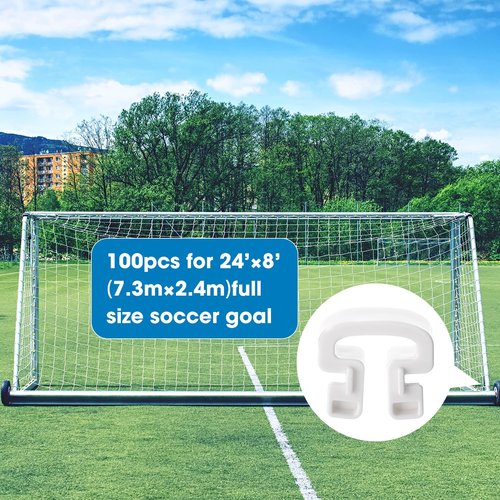 50 Pack Locking Soccer Goal Net Clips with Storage Box - Durable Plastic Football Net Fasteners, Universal Fit for Most Goals, Training & Replacement Accessories (White)