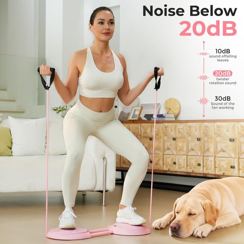 LOCK&SOLVER Waist Twisting Machine, Ab Twister Board, Adjustable Waist Twister with Intelligent Counting Lap & Calorie & Time, Waist Twister for Women Belly Fat with 2 Resistance Bands, Pink Color