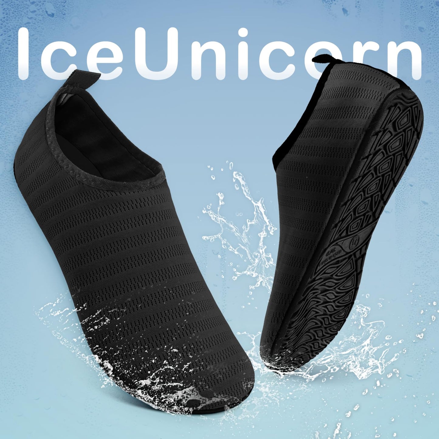 IceUnicorn Water Shoes Men Women Beach Swim Aqua Barefoot Socks Pool Quick Dry Yoga(liuxingyu Black 50/51)