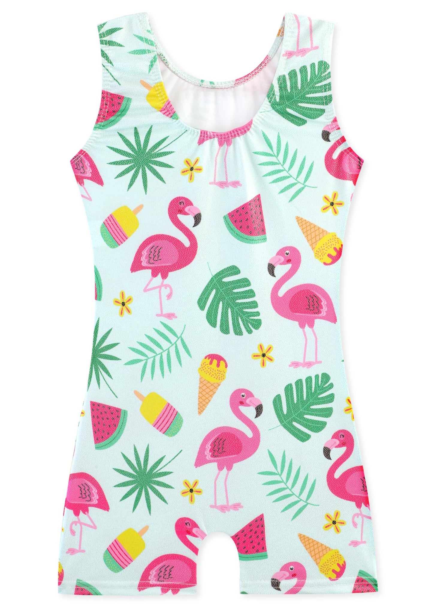 HOZIY Gymnastics Leotards for Toddler Girls 1t 2t Aqua Green Pink Flamingo Fruit Ice Cream Tropic Leaf Gymnastic Clothing Clothes Dance Glitter Sparkle Biketard Outfit