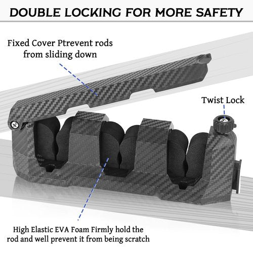 Ruppence 4-Pack Fishing Rod Holder for Garage, Wall Mounted Fishing Pole Holders with EVA Foam, Vertical Fishing Rod Rack Storage for Boats, Garage, Wall, Ceiling
