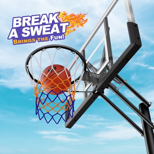 Basketball Hoop Outdoor, Upgraded 10FT Height Adjustable Basketball Goal System with Sturdy Base & Shatterproof 44" Backboard for Youth Adults – Backyard, Driveway & Indoor（Portable）