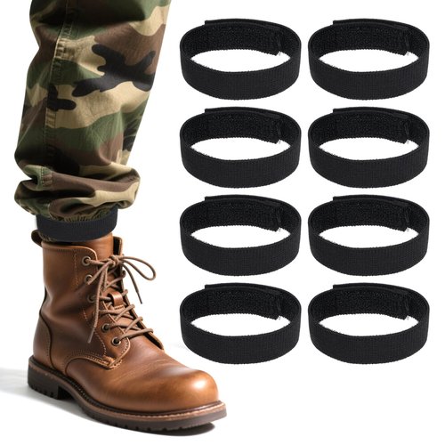 8 PCS Boot Straps for Cowboy Boots, Black Cowboy Boot Straps, Elastic Boots Blousers Military Bands, Adjustable Blousers Strap Military for Hunting, Gardening, Hiking, Cycling, Fishing, Army Uniforms