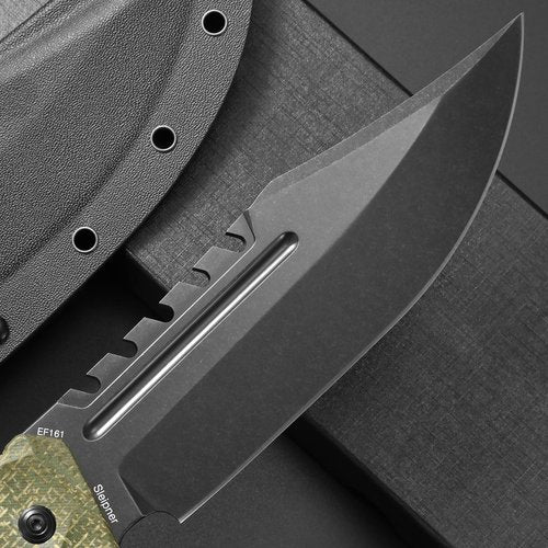 Eafengrow EF161 Fixed Blade Knife Sleipner Steel Blade Micarta Handle Full Tang EDC Tool Fix Knifes for Camping Hunting Bushcraft(Green)