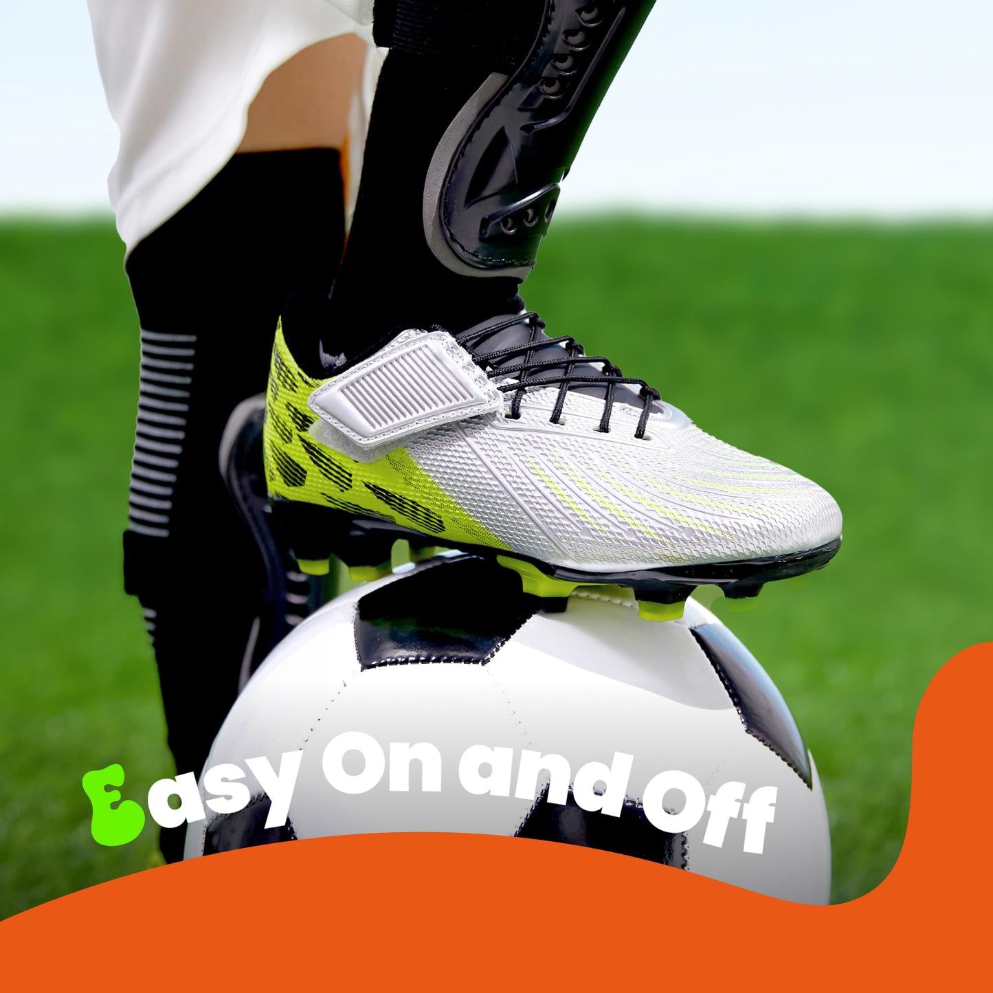 PATPAT Kids Soccer Cleats – Outdoor Firm Ground and Turf Football Training Shoes for Little Big Boys and Girls, Silver Sizes 13