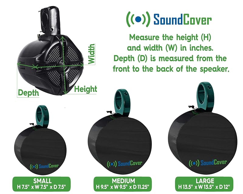 Medium Marine Wakeboard Tower Speaker Covers for 6.5" Round or 6x9" Oval Speakers - 210T Polyester, UV Coating