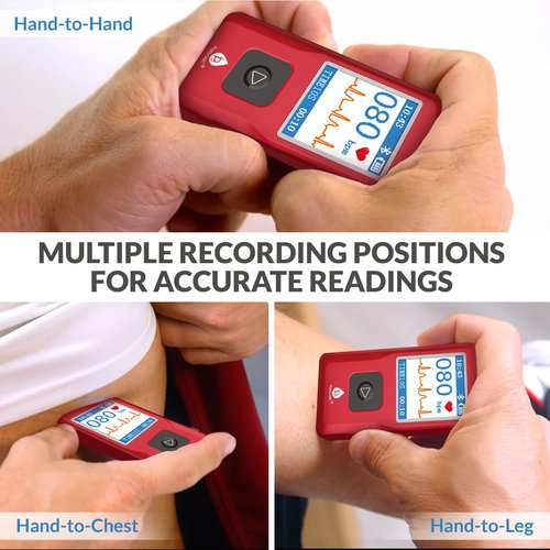 Portable EKG Monitor & Heart Rate Monitor with LCD Screen & Storage - Stand-Alone ECG Device for Tracking Heart Health Anytime, Anywhere, No Subscription Required