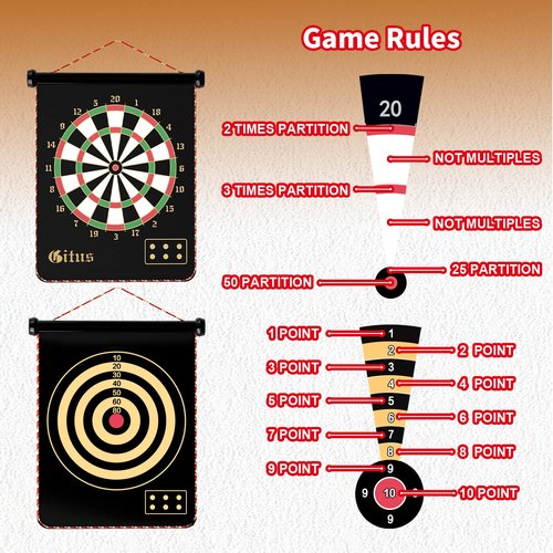 Gitus Magnetic Dart Board Indoor Outdoor Games for Kids with 12 Darts, Gifts for Teenage Boys Teen Boys Gifts Ideas Toys Gifts for 8 9 10 11 12 13 Year Old Boys Game Room Decor