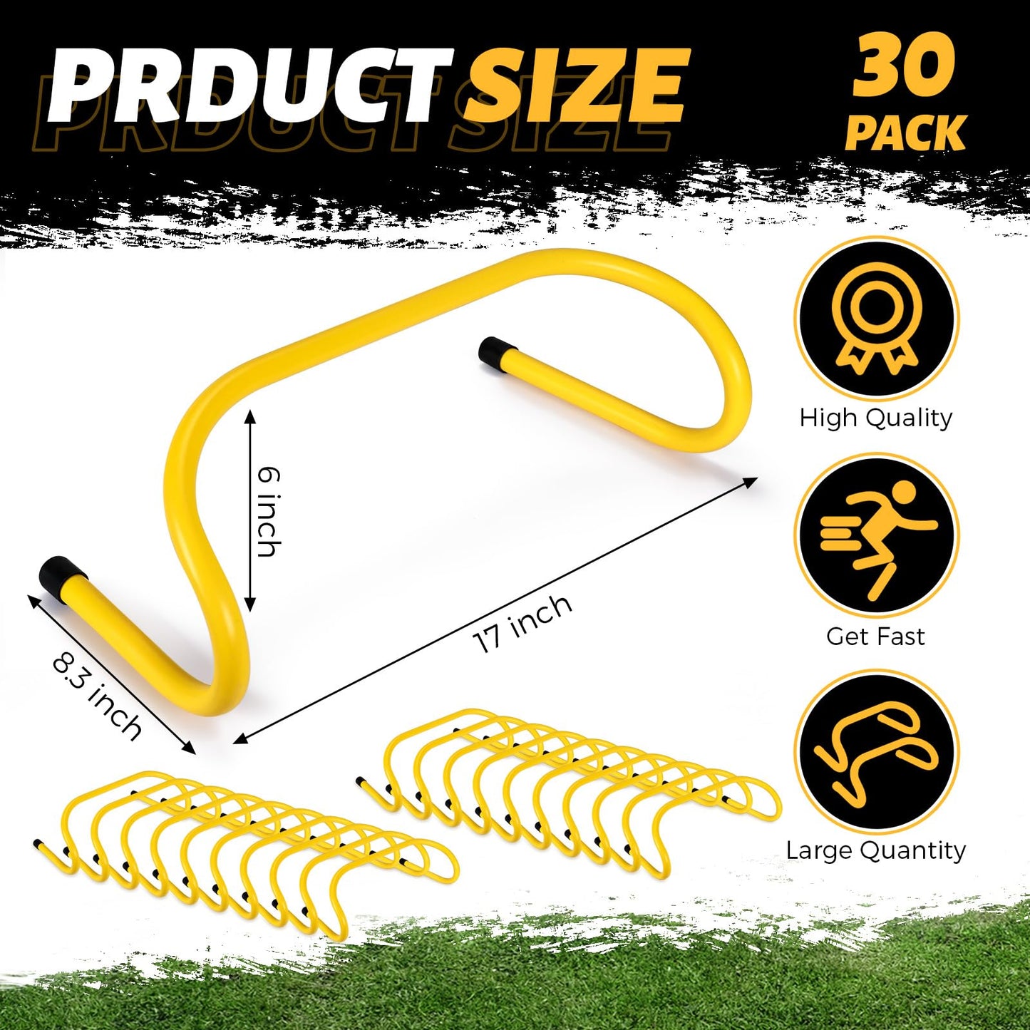Wettarn 30 Pcs 6" Speed Agility Training Hurdles Plyometric Practice Agility Hurdle for Adults, Athletes, Basketball, Baseball, Soccer, Football Indoor Outdoor Sports Equipment(Yellow)