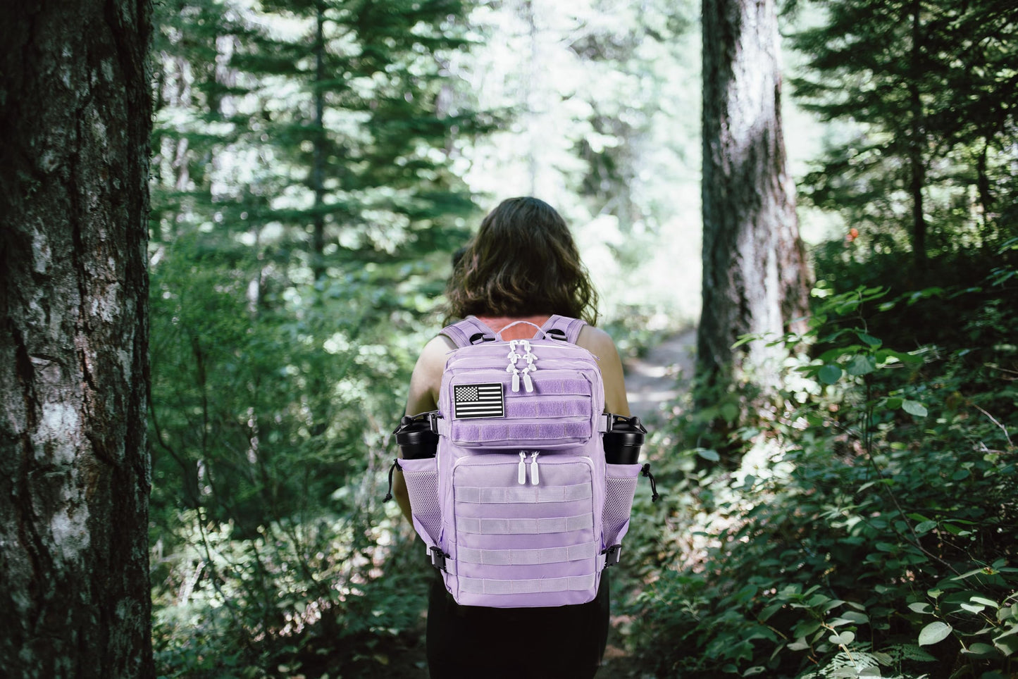 LHI Tactical Military Backpack for Men and Women 25L Army Assault Pack Bag Large Rucksack with Molle System-light purple