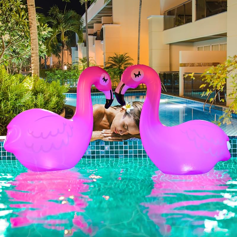 TIALLY Flamingo Pool Lights 2 Pack - Solar Floating Pink Flamingo Luminaries (Variation: Flamingo+2 Pack)
