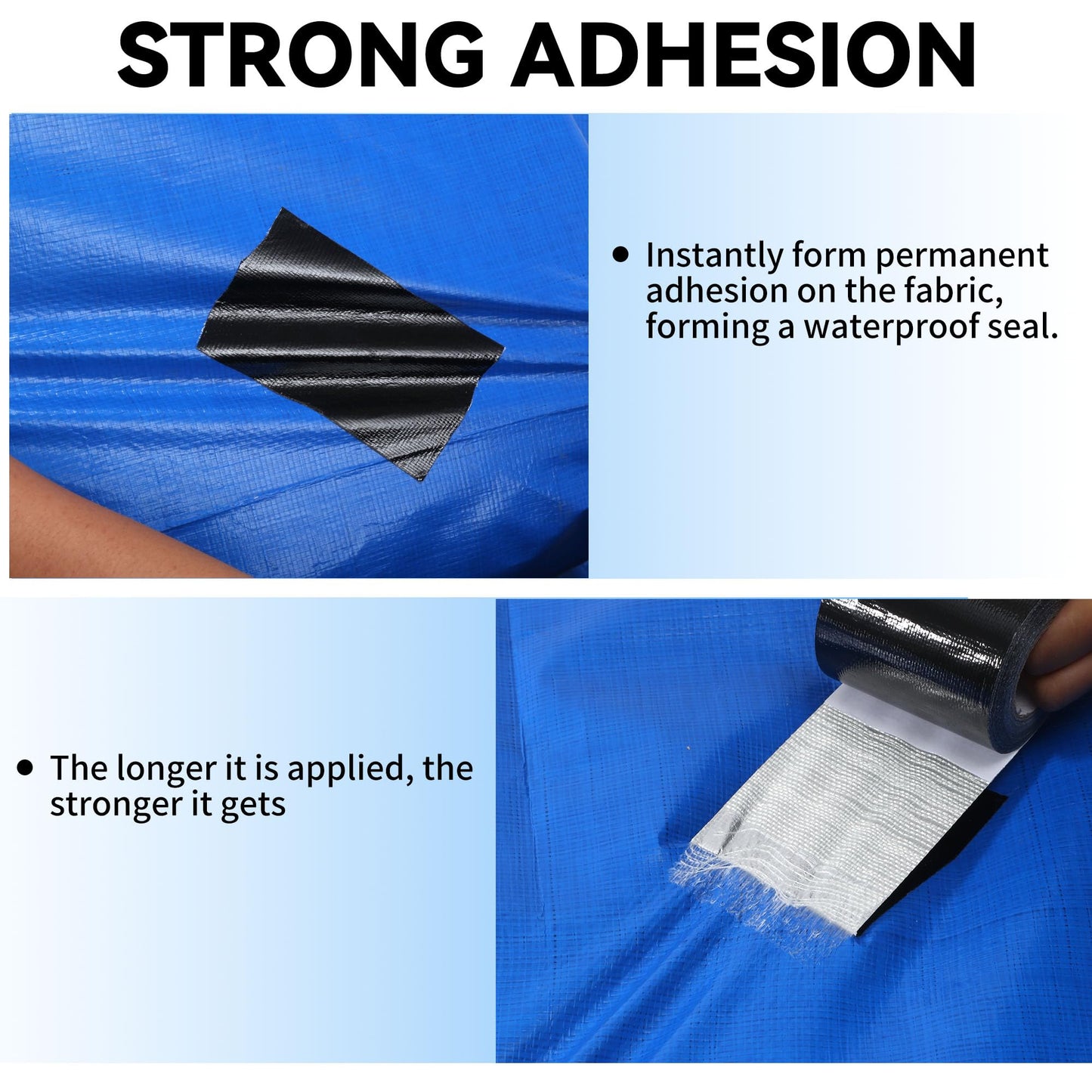 Tarpware RV Awning Repair Tape: 3" x 30FT Black Fabric Heavy Duty Waterproof Patch Kit for Sail Tent Boat Cover Outdoor Repair