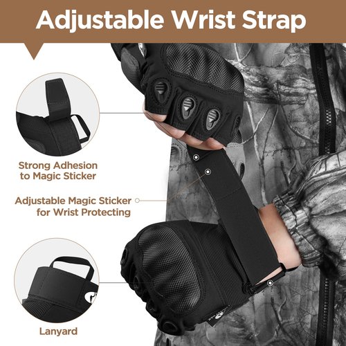 Mossy Oak Fingerless Tactical Gloves, Knuckle Tactical Gloves for Men and Women- Motorcycle Gloves for Tactical Shooting, Airsoft, Hunting, Cycling and Hiking