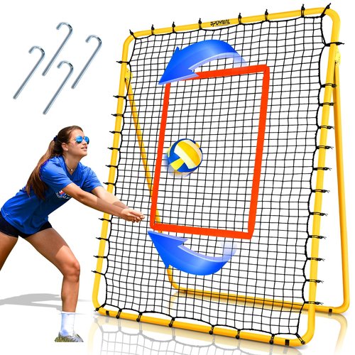 SPOYNAL 7x4 FT Volleyball Rebounder Net, 5-Angle Volleyball Training Equipment, Adjustable Rebounder Net Practice Setting, Spiking, and Bumping, Practice Net for Baseball, Softball, Lacrosse, Soccer