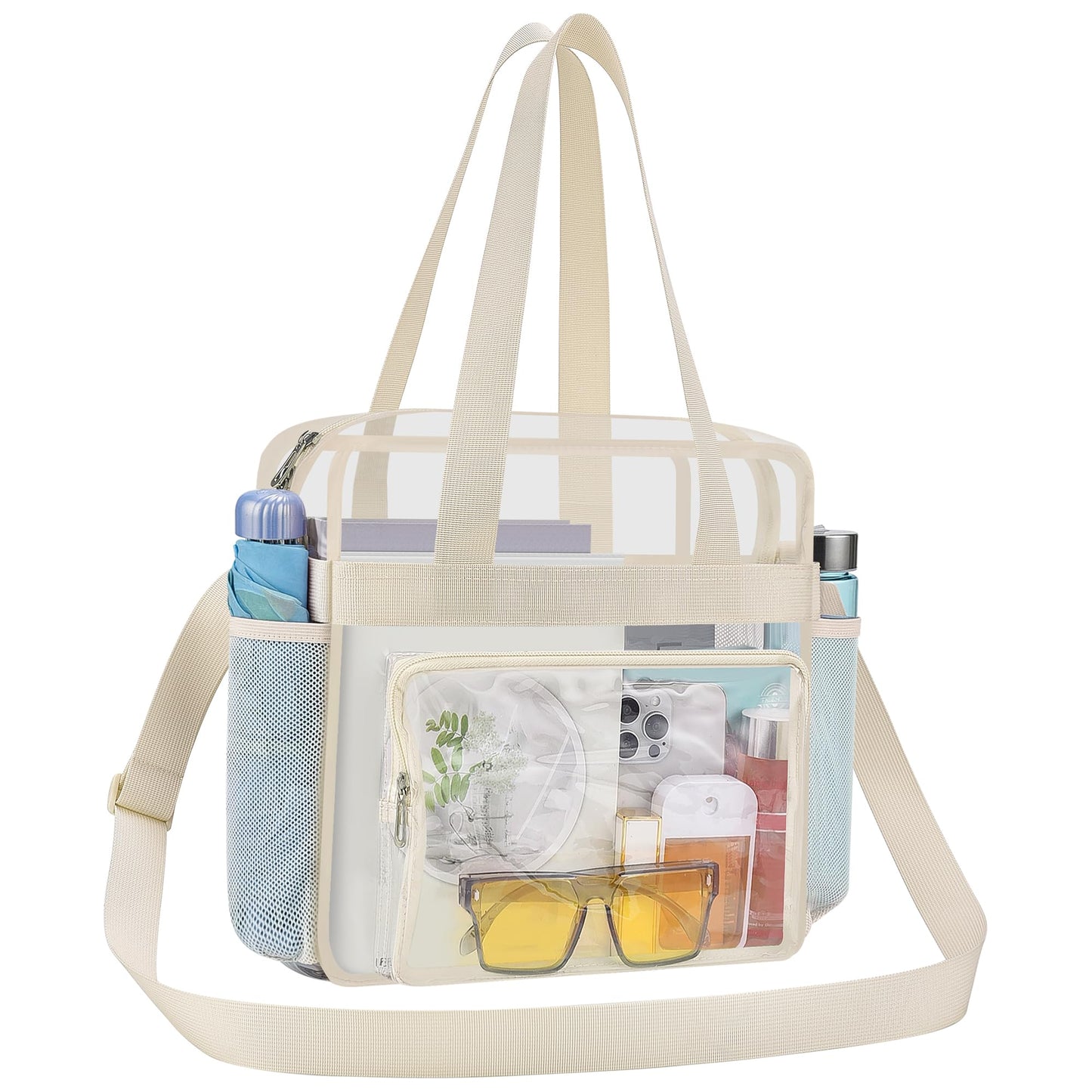 Oraben Clear Bags Stadium Approved Clear Tote Bag with Zipper Closure Crossbody Messenger Shoulder Bag with Adjustable Strap