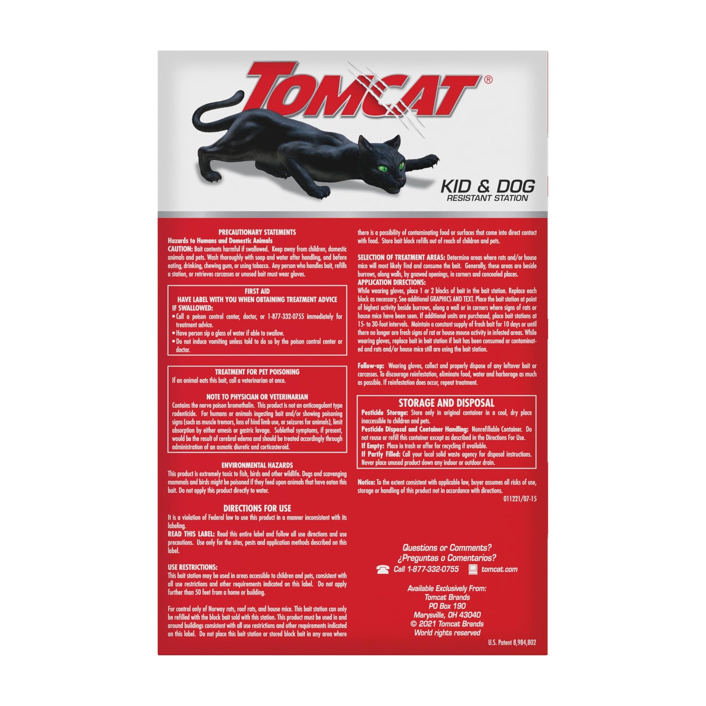 Tomcat Rat & Mouse Killer, Child & Dog Resistant Refillable Station — Tamper-Resistant Indoor/Outdoor Bait Station with Clear Monitoring Window, 1 Station and 15 Bait Blocks