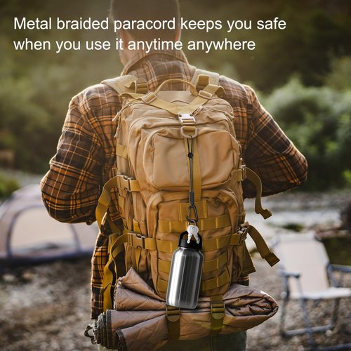 M METERXITY 2-Pack Paracord Keychains with Clips, 10 Inch Braided Lanyard Strap D Ring Adjustable Buckle Backpack Accessories for Camping/Hiking/Fishing/Traveling/Outdoor [Black]
