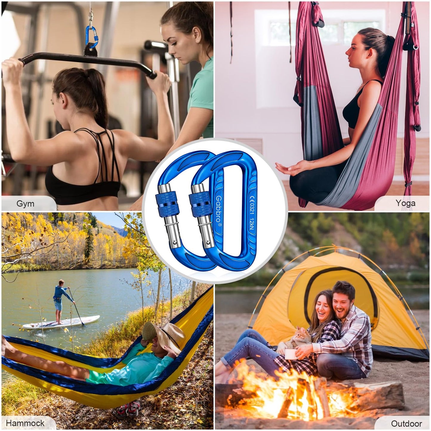Gabbro Carabiner Clips Heavy Duty 12kN (2697 lbs), Wiregate Aluminum Lightweight Caribeener for Hammock, Hiking, Camping, Water Bottle, Dog Leash Harness, Keychains