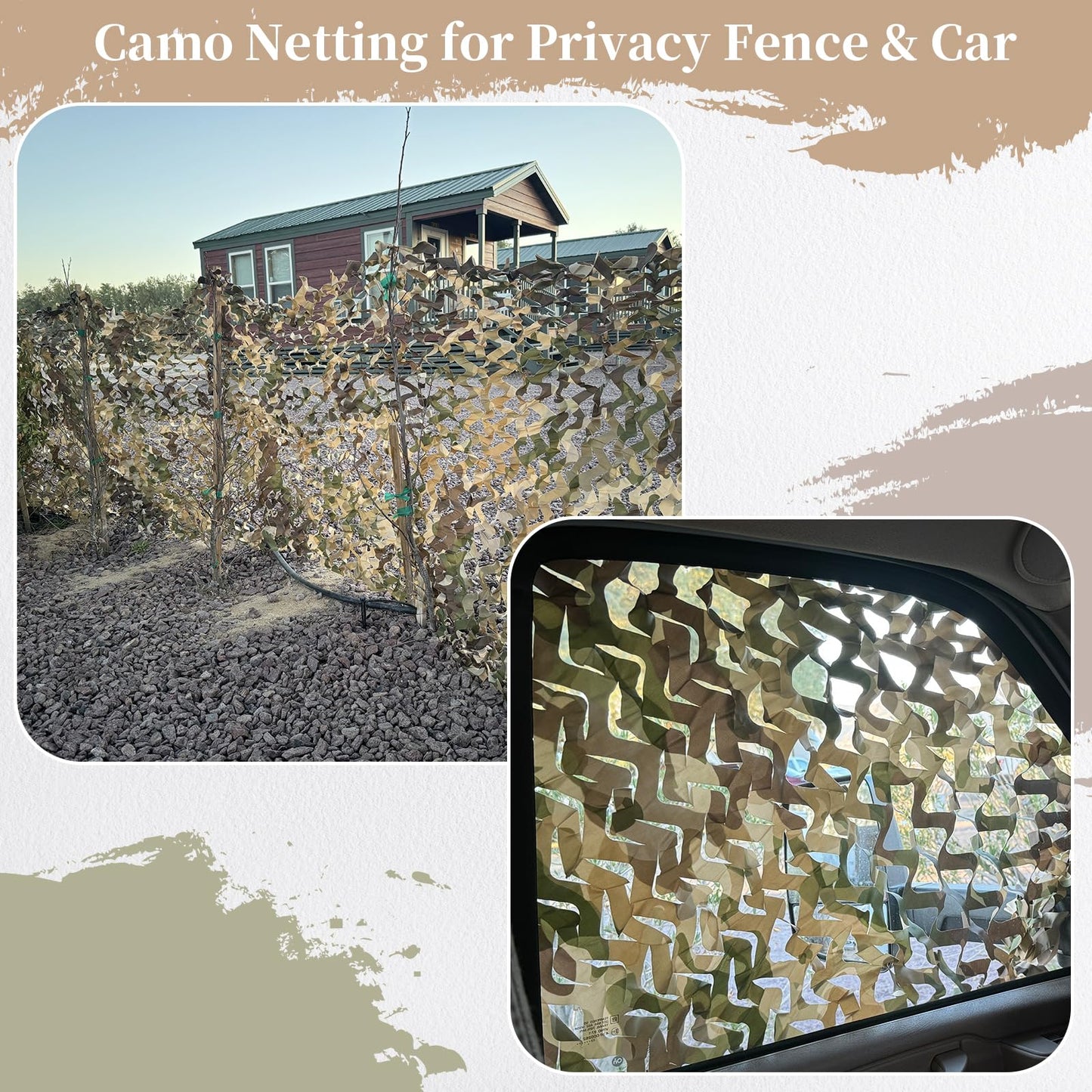 Yeacool Camo Netting Camouflage Netting Sunshade Net for Decor Hunting Blind Outdoor Photography Dinosaur Birthday Theme Party Decoration (Brown Camo, 19.7ftx19.7ft,6m*6m)