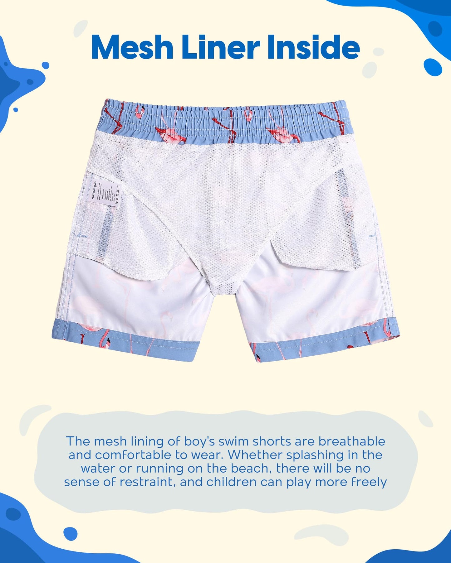 maamgic Boys Swim Trunks Toddler Swim Shorts Little Boys Bathing Suit Swimsuit Toddler Boy Swimwear,Gma-Flamingo,4 T
