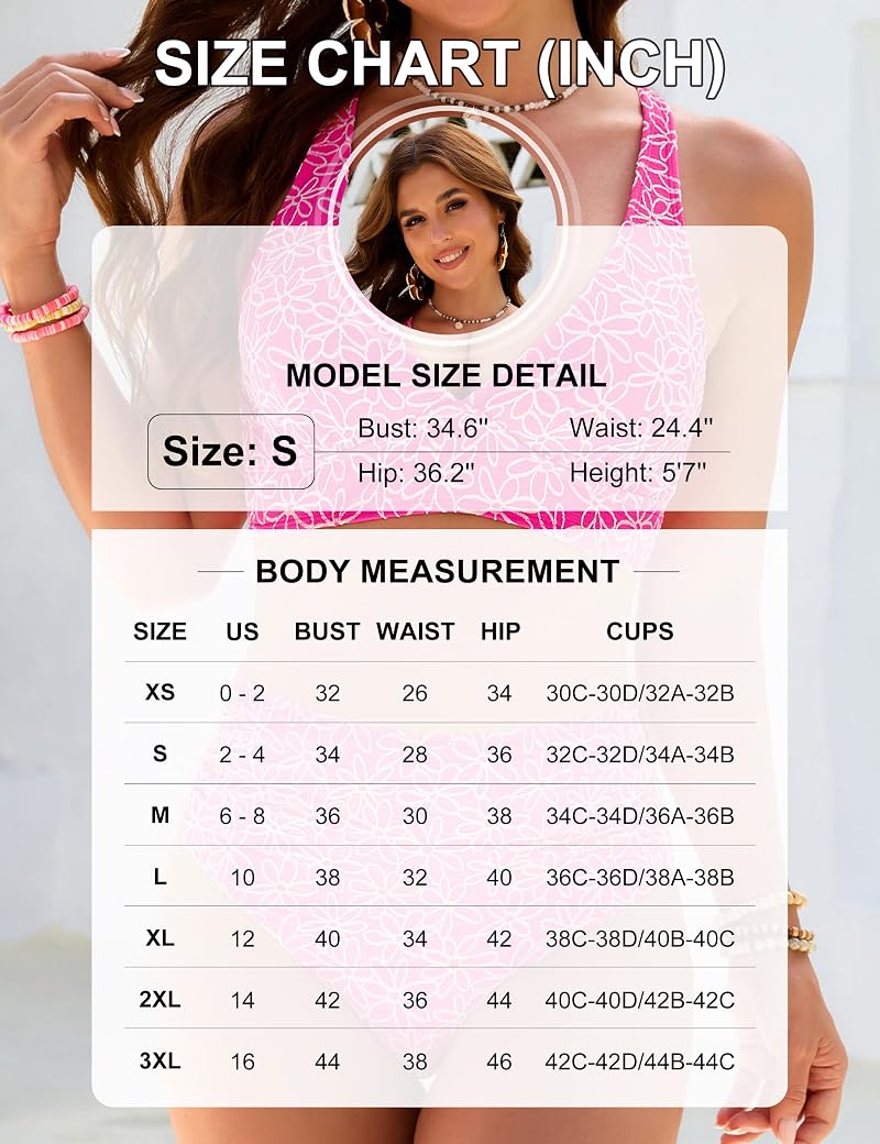 Blooming Jelly Floral High-WWaisted Bikini Set with Tummy Control - Sky Blue, Large