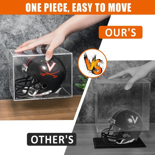 Mini Helmet Display Case, Clear Acrylic Display Cases for 1/2 Football Baseball Helmet Showcase, UV Protection Mini Helmet Storage Box – 1 Pack