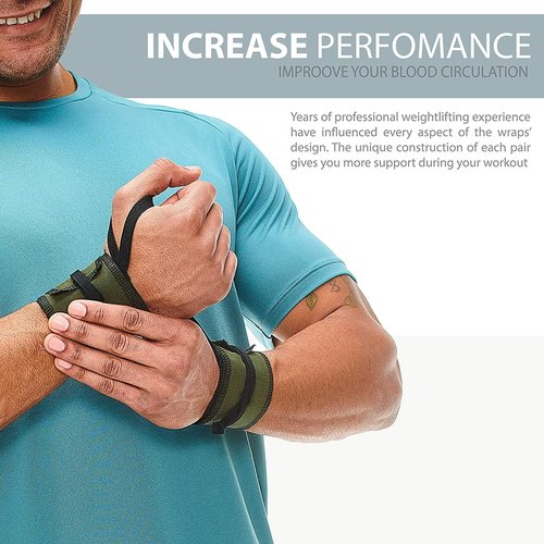 WARM BODY COLD MIND - Premium Cotton Weight Lifting Wrist Wraps for Cross Training, Powerlifting, Deadlift, Weightlifting, Gym, Wrist Straps, Workout, Fitness, Heavy-Duty Suppor (Military)