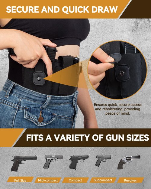 Belly Band Holster for Men Women, CANKROO Gun Holster for Concealed Carry Waistband Conceal Carrier Belt Airsoft Holster Fits G19, 17, 42, 43 for Most Pistols