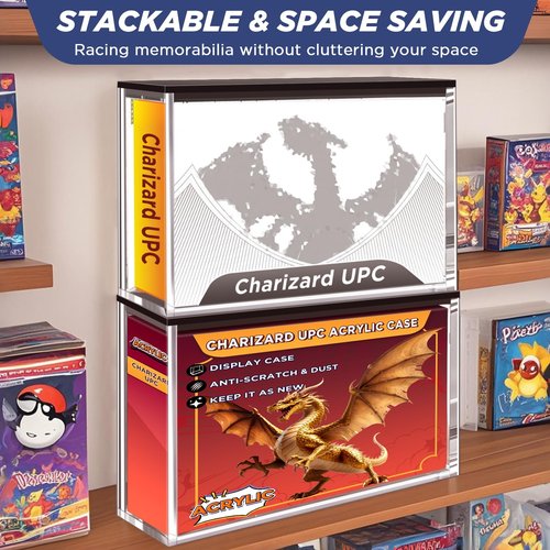 Charizard-UPC-Display-Case, (NOT Compatible with MEW 151 UPC), UV Protection Premium Acrylic Showcase for Ultra Premium Collection, Dustproof Museum-Quality Protector (Thick 6mm)