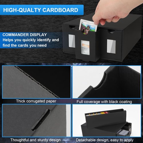 BILIPLE 12000+ Trading Card Storage Box for Commander Display, Card Deck Box Cardboard with 48 Dividers, Labels & Tapes, Trading Card Collection Box Fit for TCG, PTCG, MTG and Sport Cards