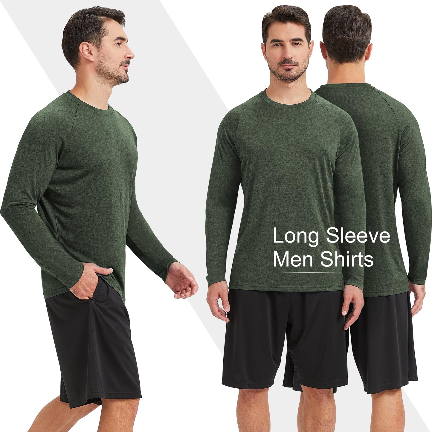 MLYENX 5 Pack Long Sleeve Shirts for Men UPF 50+ UV Sun Protection Quick Dry Moisture Wicking Workout Tee Shirts XL