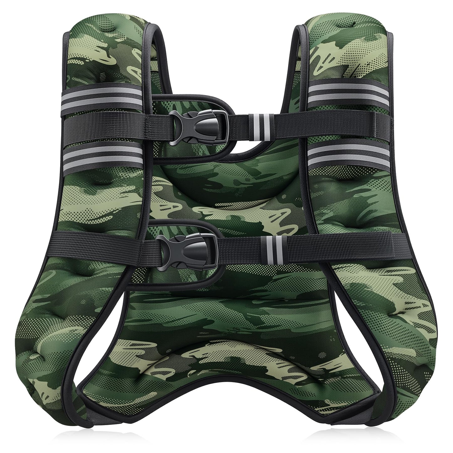 ZELUS Weighted Vest, 6lb/8lb/12lb/16lb/20lb/25lb/30lb Weight Vest for Men Women with Storage Pocket & Reflective Strips for Workout Strength Training Running Muscle Building, Forest Green Camo (25 lb)