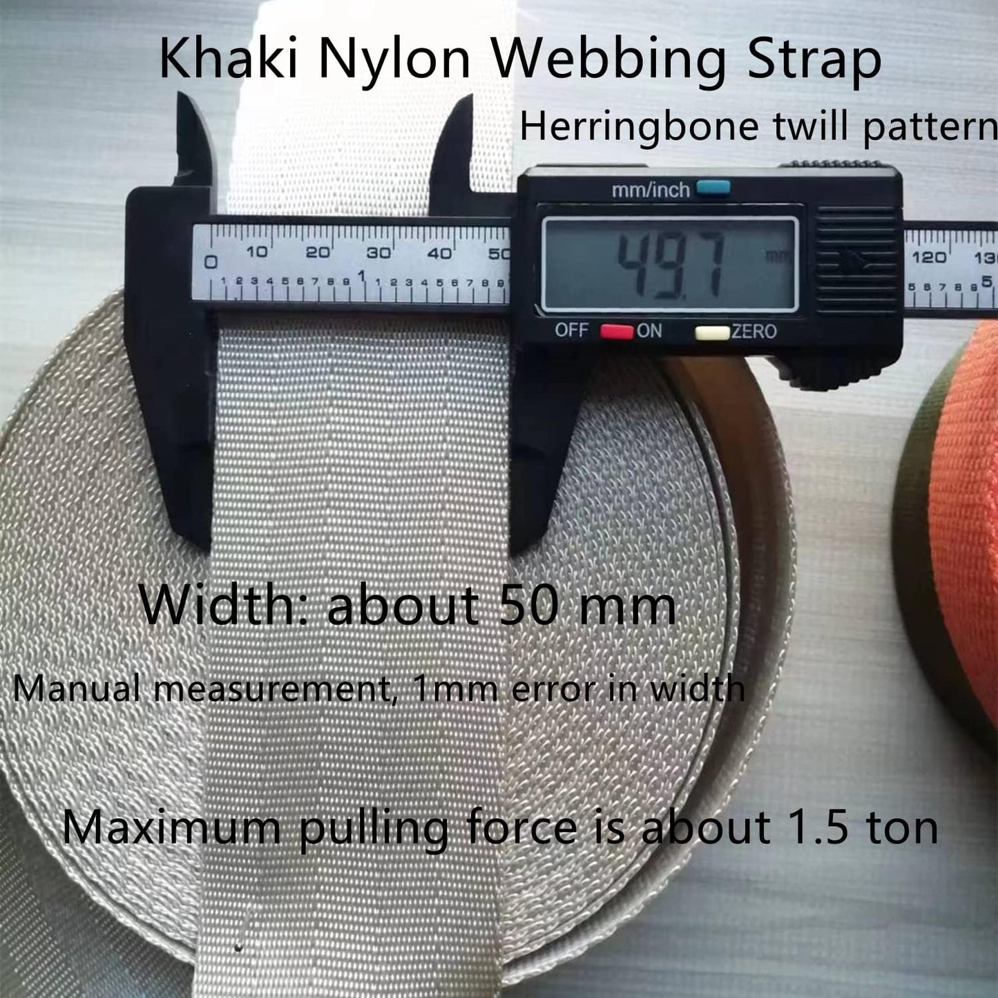 2 Inch Nylon Webbing Strap Beige, 5 Yard Webbing Roll, Heavy Duty Nylon Strapping for Indoor Outdoor Gear, DIY Crafting, Repairing