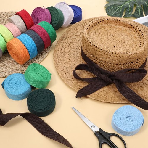 SynHHergyx 20 Rolls Cotton Webbing 65.6 Yards 1 Inch Mixed Polyester Cotton Weave Webbing Straps Bag Handles Strap for Cloth Tote Bag Cloth Belt DIY Crafts Outdoor Accessories 20 Colors