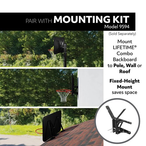 Lifetime Shatter Proof Backboard Rim Combo, 48-Inch, Mounting Bracket Sold Separately