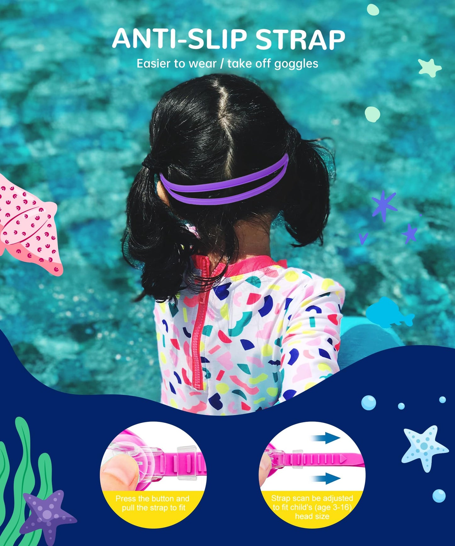 NSSIW Kids Swim-Goggles Swimming-Goggles-for Kids: Goggles Anti Fog Pool No Leak 2 Pack Ages 3-16