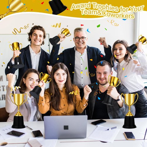 Ecation 9 Inch Gold Trophy Award Gold Award Cup Employee Coworker Appreciation Gifts Golden Plastic Trophy for Thank You Teacher Nurse Volunteer Men Women Rewards Party(3 Pcs)