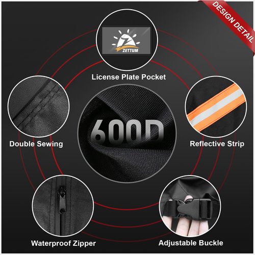 Zettum Bike Cover for Transport 2 Bike - 600D Travel Bike Covers for Bikes on Rear Bike Rack Heavy Duty & Waterproof, Outdoor Full Bicycle Rack Cover for 2 Bikes on Car Hitch Storage