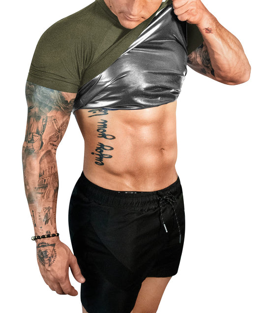 FUXERT Sauna Shirt for Men Sweat Sauna Suit for Gym Exercise Compression Shirt Workout Shapewear (GN XXL)