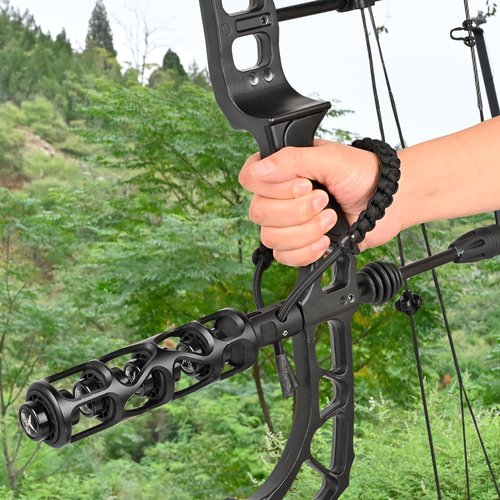 SPG Archery Bow Wrist Sling - Bow Wrist Strap with Stabilizer Quick Disconnect, Compound Bow Wrist Sling Adjustable Bow Strap for Recurve Compound Bow Hunting Targeting Accessories (Black)