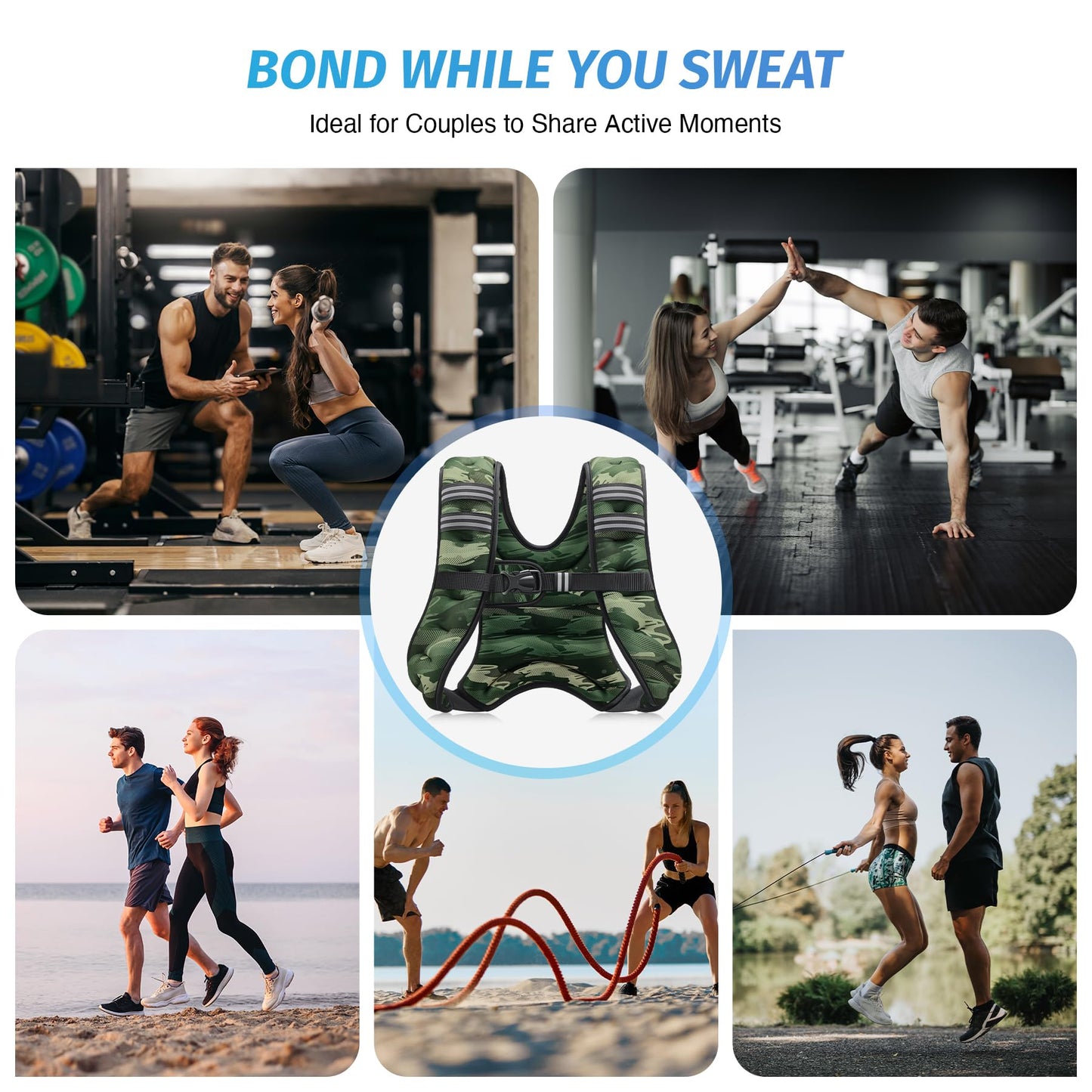 ZELUS Weighted Vest, 6lb/8lb/12lb/16lb/20lb/25lb/30lb Weight Vest for Men Women with Storage Pocket & Reflective Strips for Workout Strength Training Running Muscle Building, Forest Green Camo (8 lb)