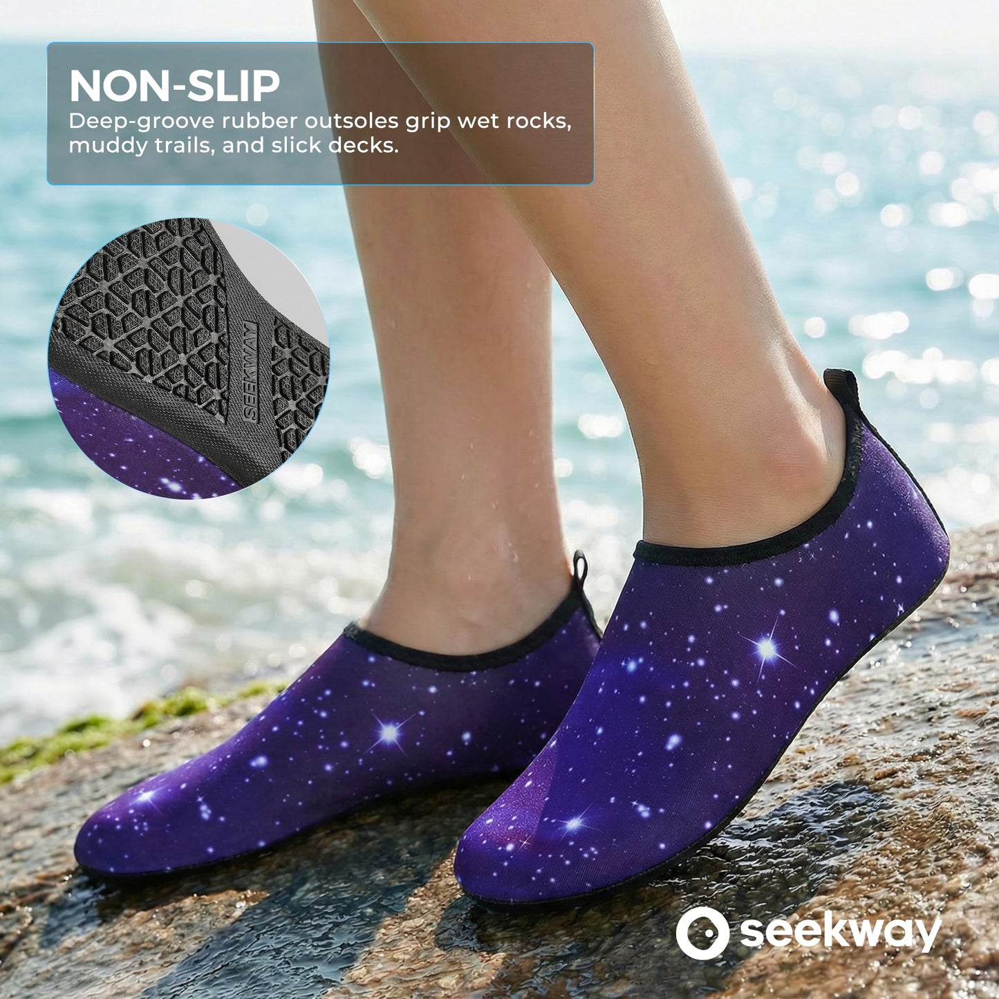 SEEKWAY Water Shoes Barefoot Aqua Socks Quick-Dry Non Slip Shoes for Beach Swim Pool River Boating Surf Women Men Bird SK002(U)
