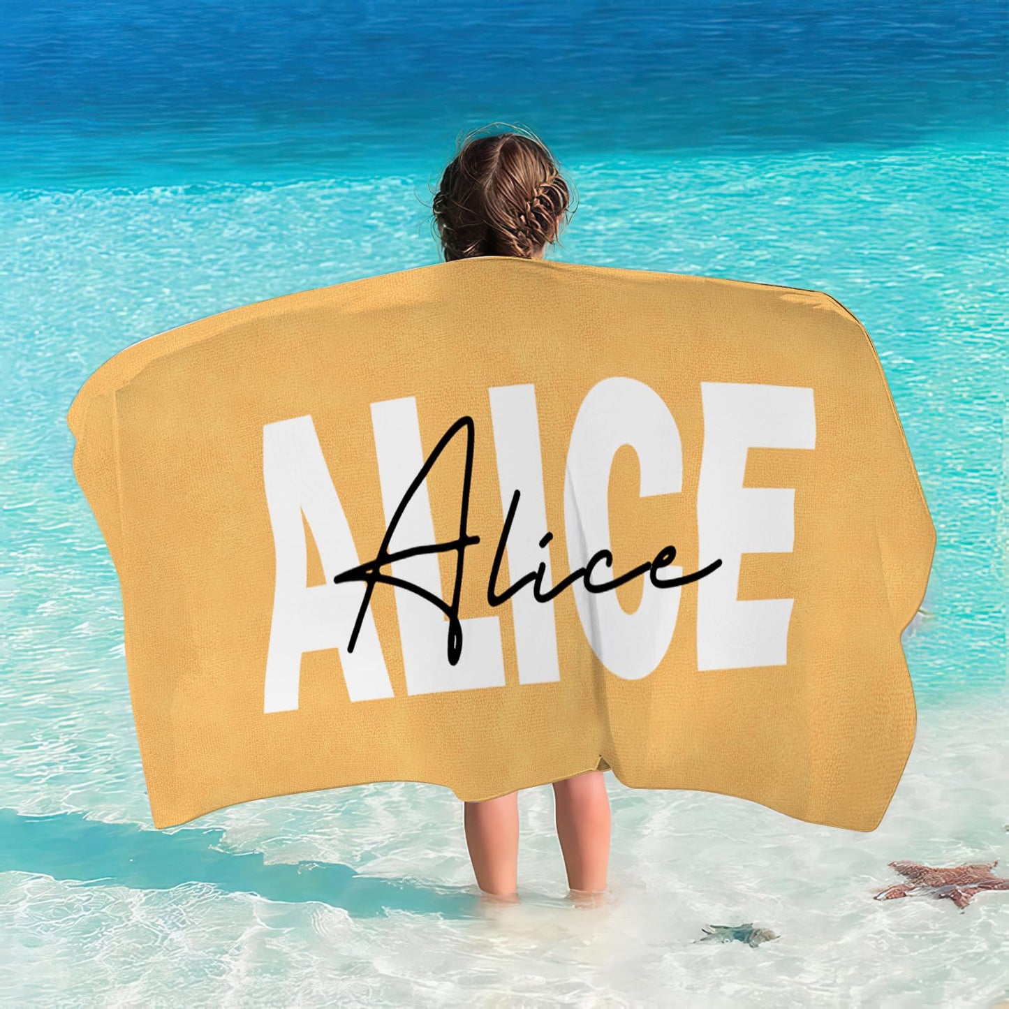 Dreamdecor Kids Personalized Beach Towel with Name, Striped Custom Beach Towels for Swimming Pool Vacation, Microfiber Sand Free Fast Drying Beach Towel - Easter Gift for Adults Women Men Kids