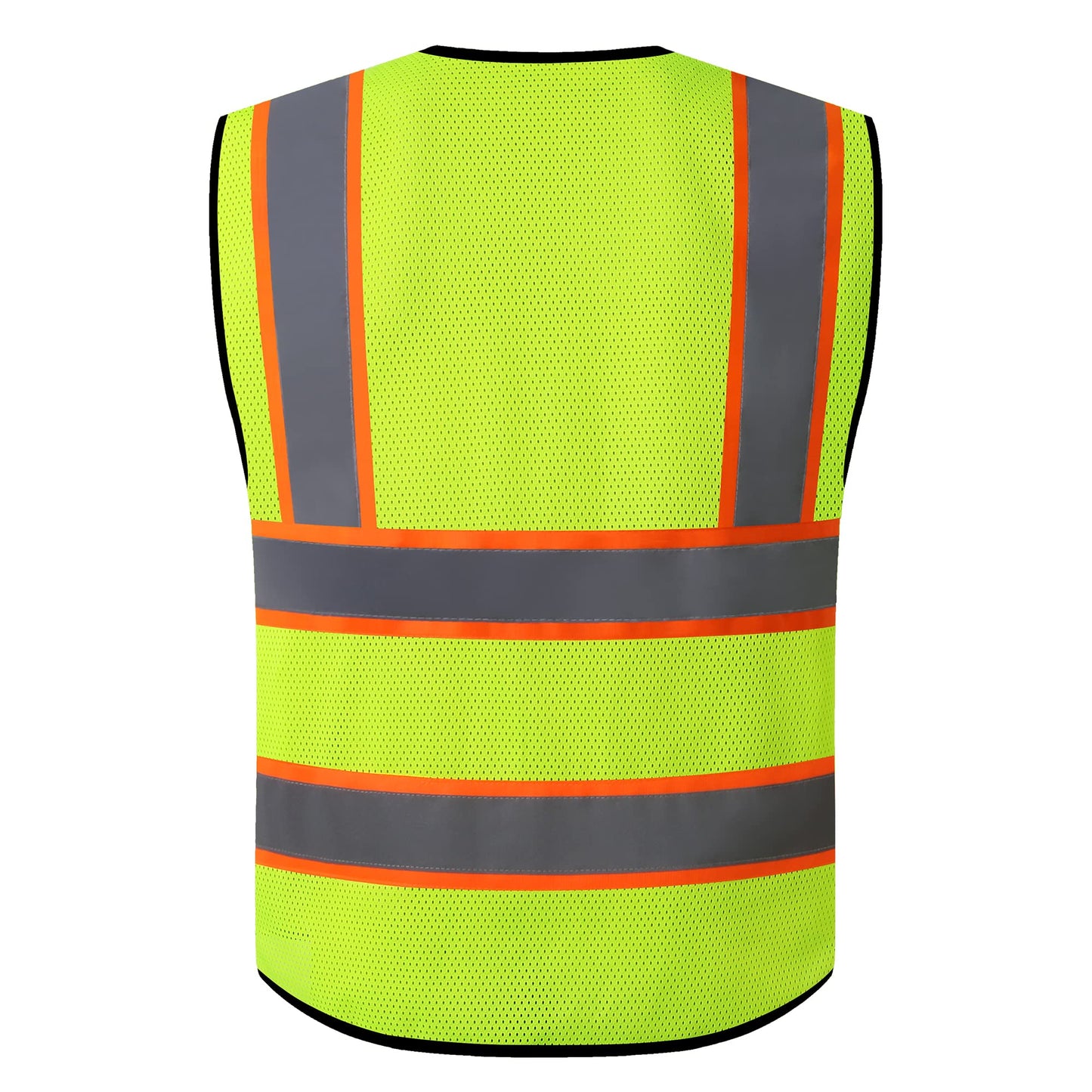 ASIPHITU Reflective High Visibility Safety Vest for Men Women Security with Pockets Zipper Front for Work Vest with Reflective Strips Meets ANSI/ISEA Standards(H-YellowBlack-2XL)