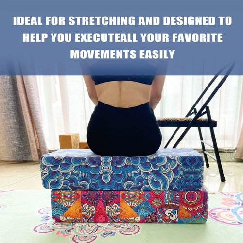 Aozora Yoga Bolster Pillow for Restorative Yoga Supportive Meditation Cushion with Carry Handle and Yoga Strap 8-Feet Helps Alleviate Pressure (Waves Blue)